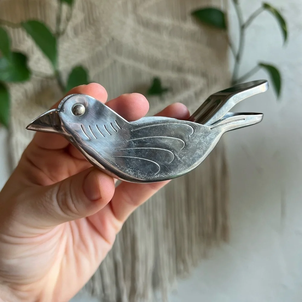 Vintage Metal Bird Nutcracker – Mid Century Bird Squeeze Cracker – MCM Barware